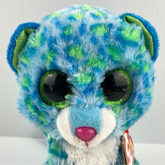 Ty Beanie Boos Leona the Leopard Plush 6 inches Blue and Green Stuffed Animal - Picture 2 of 12